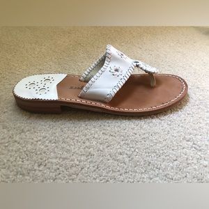 Jack Rogers White Navajo Classic Palm Beach Flat